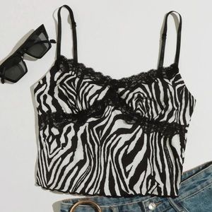 SHEIN “Zebra Striped Lace Cami Top”- Size M